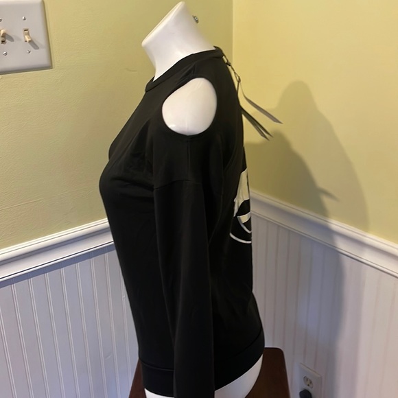 Terez girls large black and silver cold shoulder long sleeve top. NWT. - Picture 4 of 12